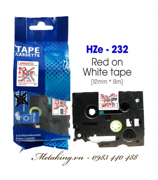 Nhãn HZe-232 (TZe-232), 12mm X 8m, Chữ đỏ - nền trắng | AIMO Việt Nam