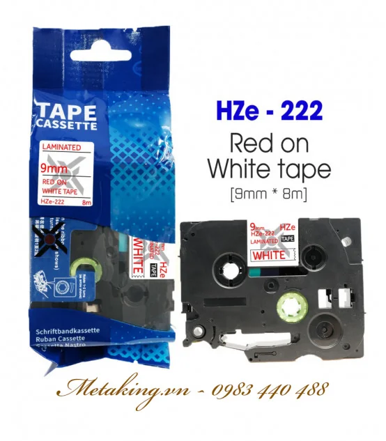 Nhãn HZe-222 (TZe-222), 9mm X 8m, Chữ đỏ - nền trắng | AIMO Việt Nam