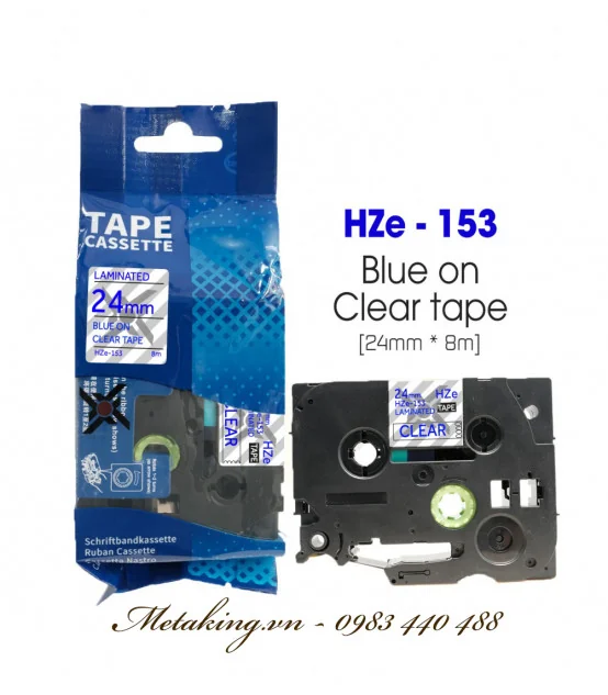Nhãn HZe-153 (TZe-153), 24mm X 8m, Chữ xanh dương - nền trong | AIMO Việt Nam