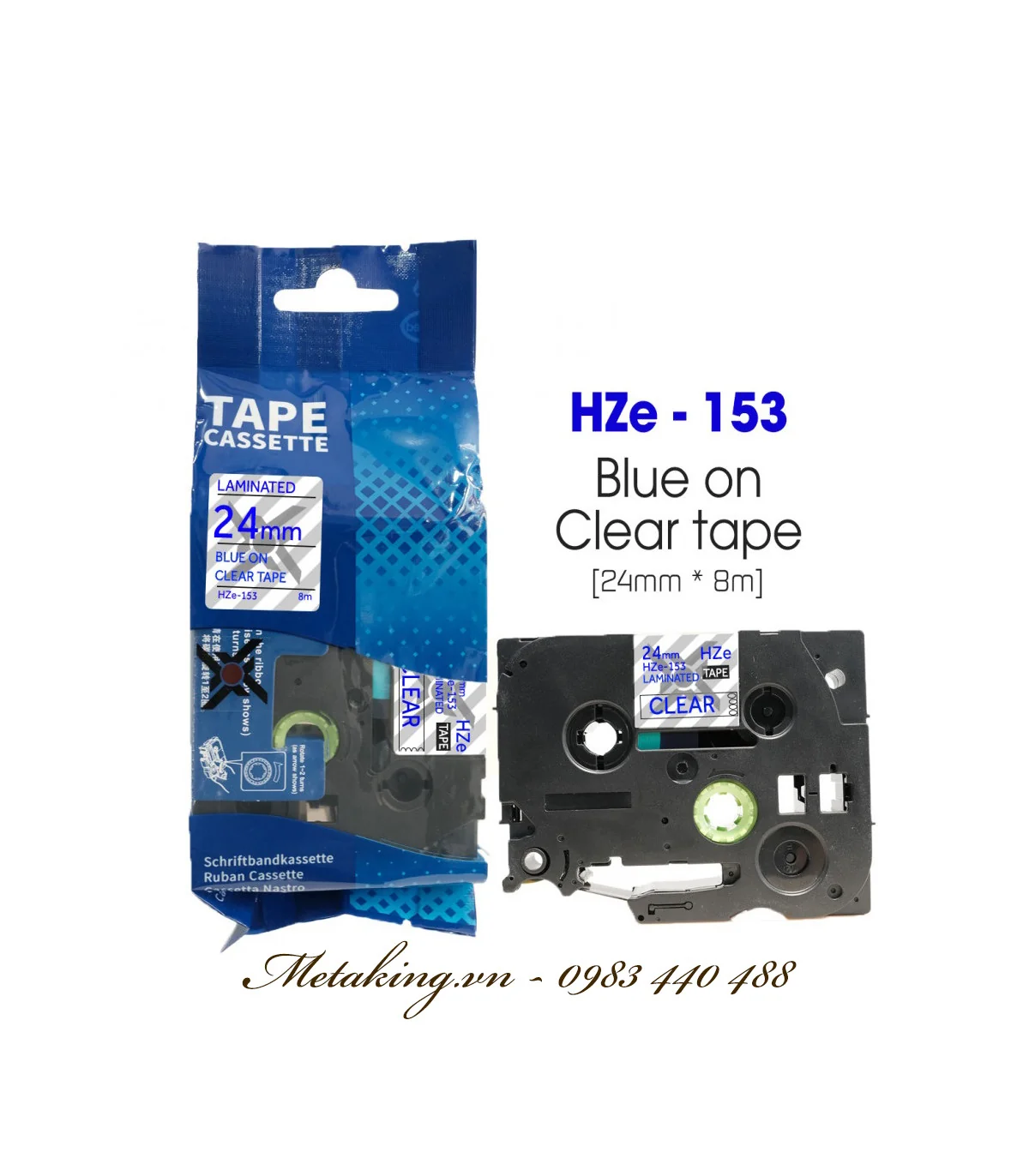 Nhãn HZe-153 (TZe-153), 24mm X 8m, Chữ xanh dương - nền trong | AIMO Việt Nam