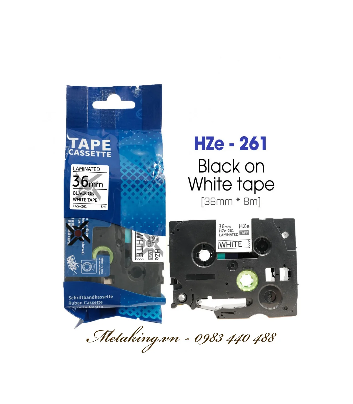 Nhãn HZe-261 (TZe-261), 36mm X 8m, chữ đen - nền trắng | AIMO Việt Nam