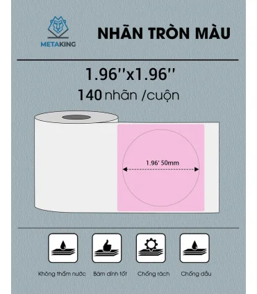 Nhãn Tròn 50 X 50mm, Màu Hồng, KTR-5050-140PK | AIMO Việt Nam