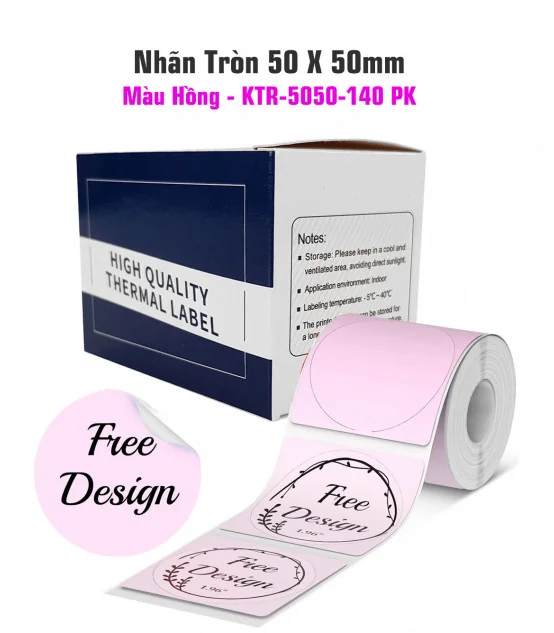 Nhãn Tròn 50 X 50mm, Màu Hồng, KTR-5050-140PK | AIMO Việt Nam