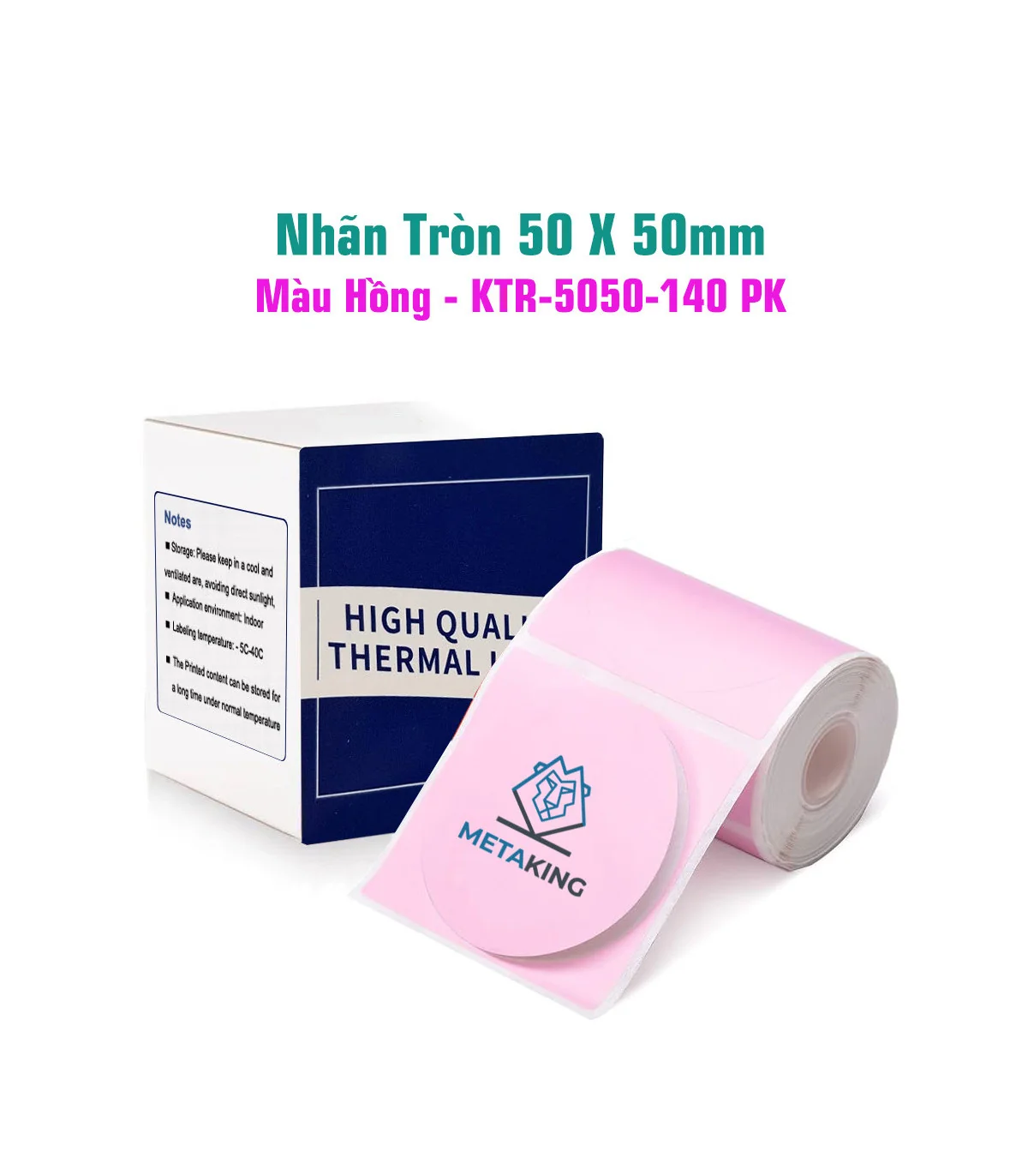Nhãn Tròn 50 X 50mm, Màu Hồng, KTR-5050-140PK | AIMO Việt Nam
