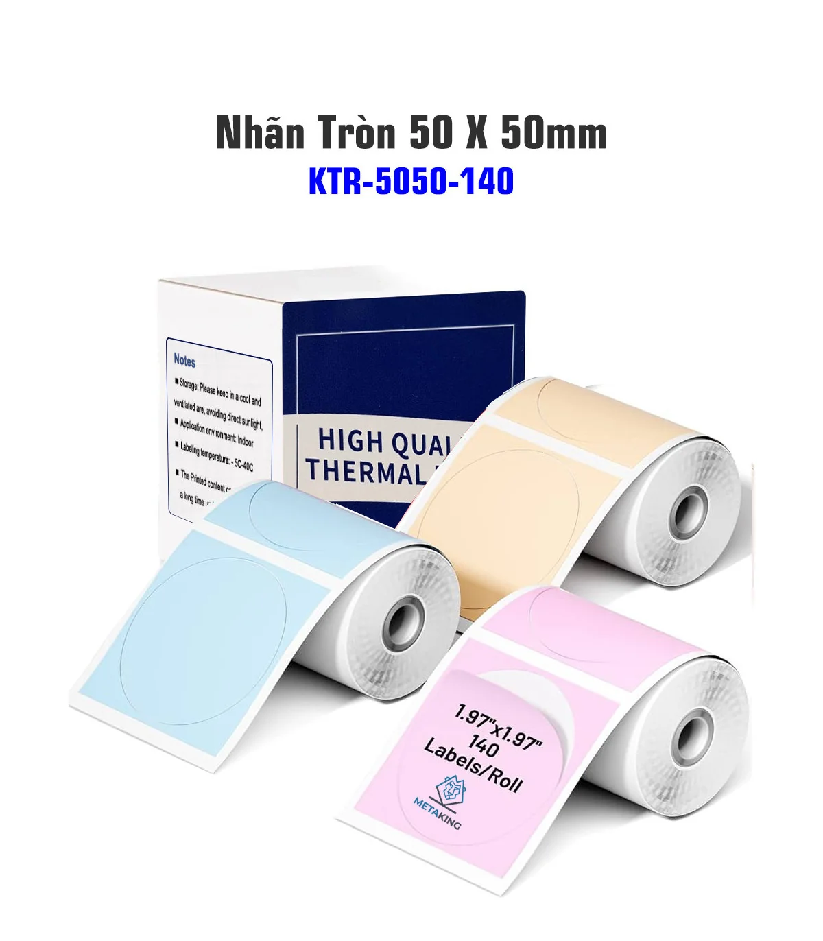 Nhãn Tròn 50 X 50mm, Màu Xanh, KTR-5050-140BU | AIMO Việt Nam