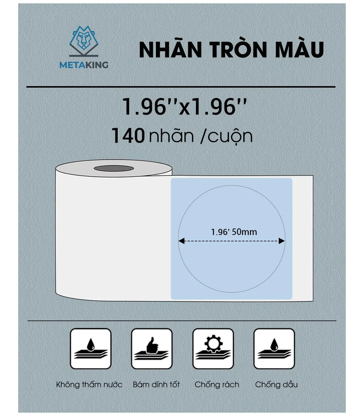 Nhãn Tròn 50 X 50mm, Màu Xanh, KTR-5050-140BU | AIMO Việt Nam