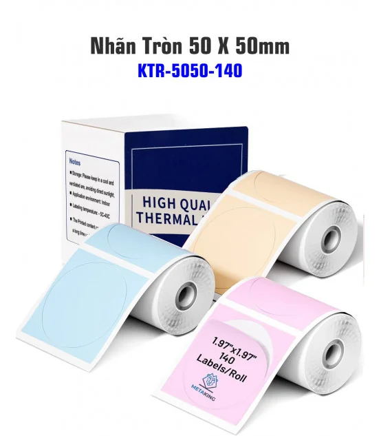 Nhãn Tròn 50 X 50mm, Màu Kaki, KTR-5050-140KA | AIMO Việt Nam