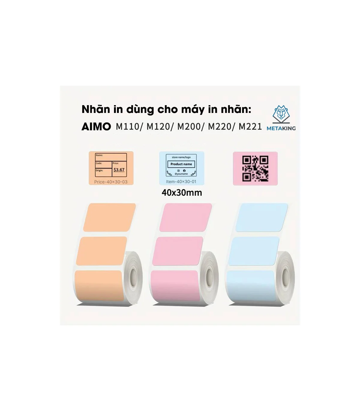 Nhãn Đa Năng 40 X 30mm màu kaki, KT-4030-230KA | AIMO Việt Nam