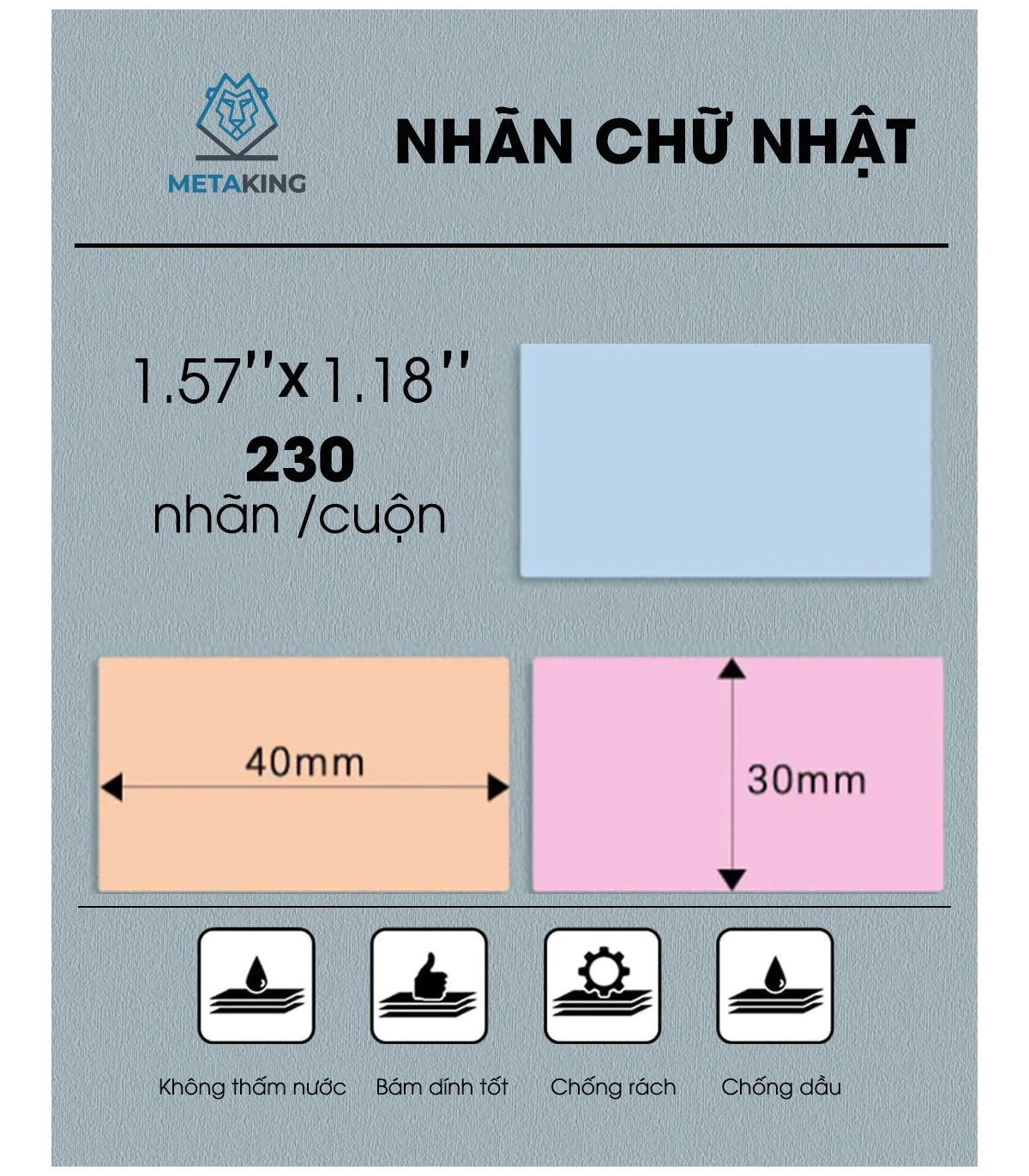 Nhãn Đa Năng 40 X 30mm màu kaki, KT-4030-230KA | AIMO Việt Nam
