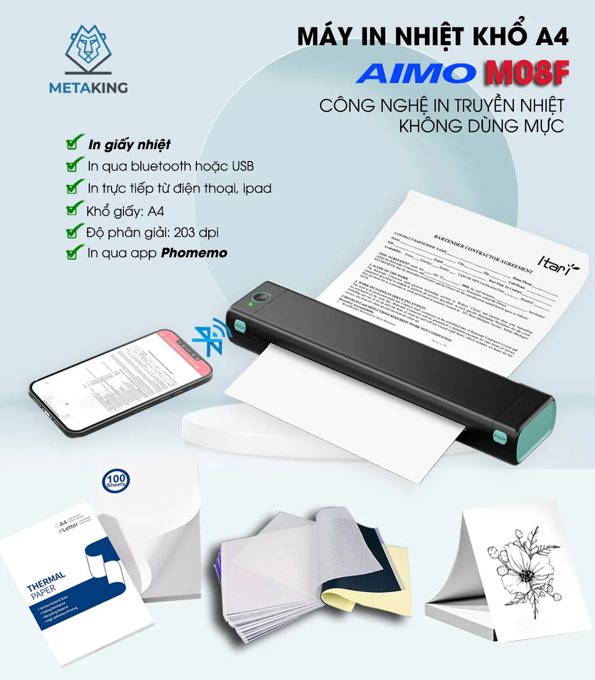 Máy in A4 di động AIMO M08F | AIMO Việt Nam