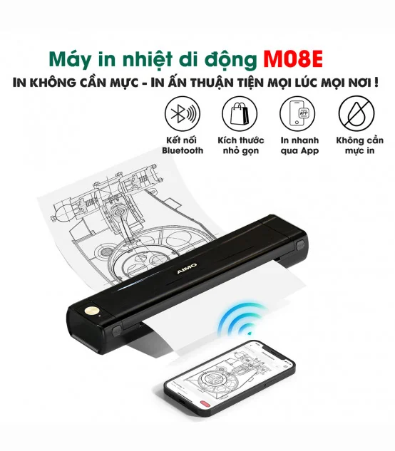 Máy in A4 di động AIMO M08E | AIMO Việt Nam
