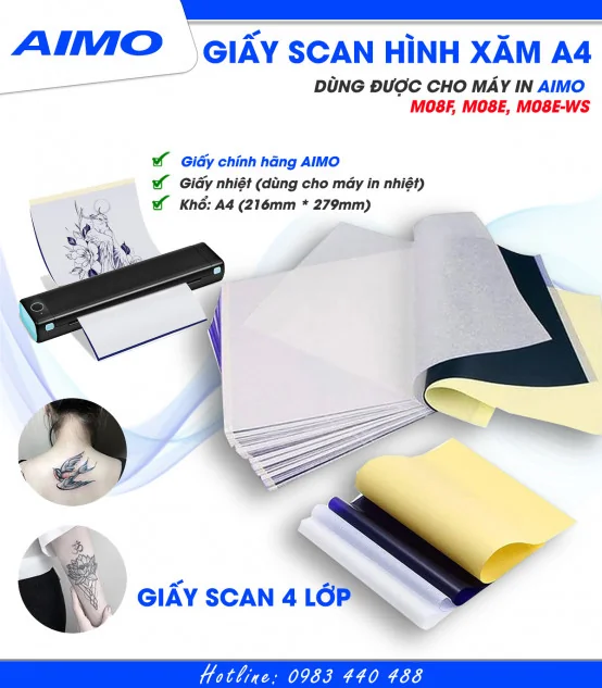 Giấy scan hình xăm A4 cho M08F/M08E-WS | AIMO Việt Nam
