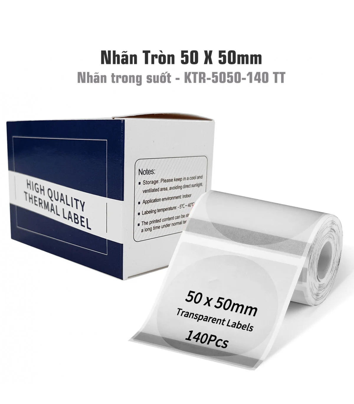 Nhãn Tròn 50 X 50mm, Màu Trong Suốt, KTR-5050-140TT | AIMO Việt Nam