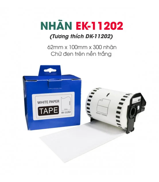Nhãn giấy EK-11202 (DK-11202), 62 x 100mm x 300 nhãn, Trắng | AIMO Việt Nam