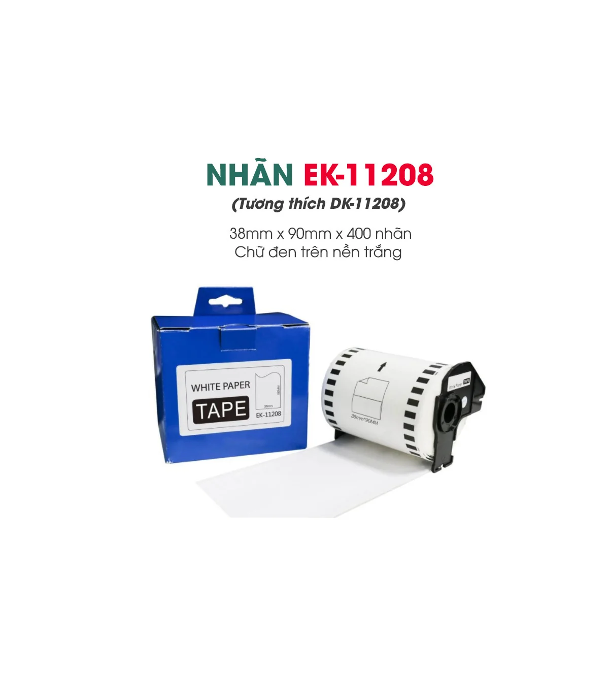 Nhãn giấy EK-11208 (DK-11208), 38 x 90mm x 400 nhãn, Trắng | AIMO Việt Nam