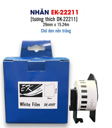 Nhãn film nhựa EK-22211 (DK-22211), 29mm x 15m, Trắng | AIMO Việt Nam