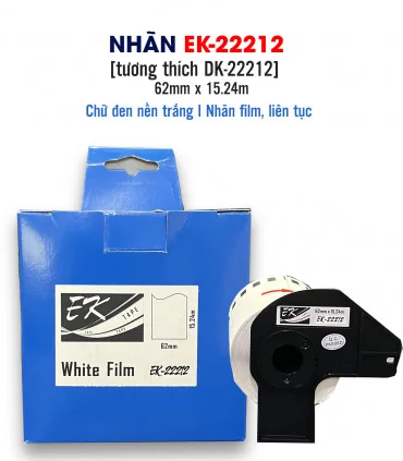 Nhãn film nhựa EK-22212 (DK-22212), 62mm x 15m, Trắng | AIMO Việt Nam