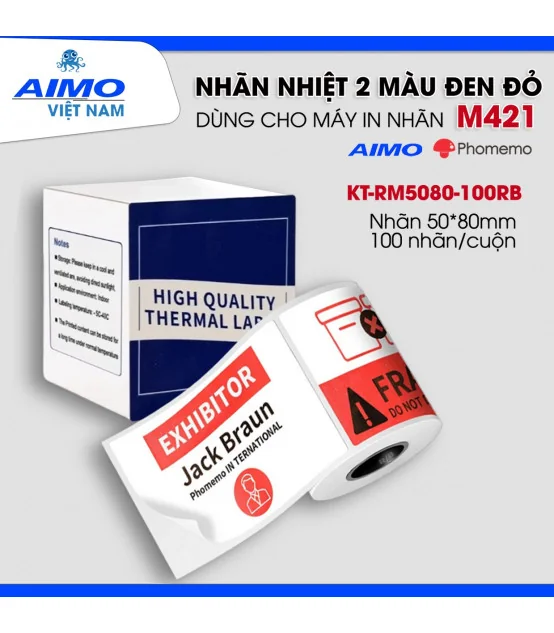 Nhãn Nhiệt KT-RM5080-100RB I Hai Màu Đỏ & Đen I Dùng Cho Máy M421 | AIMO Việt Nam