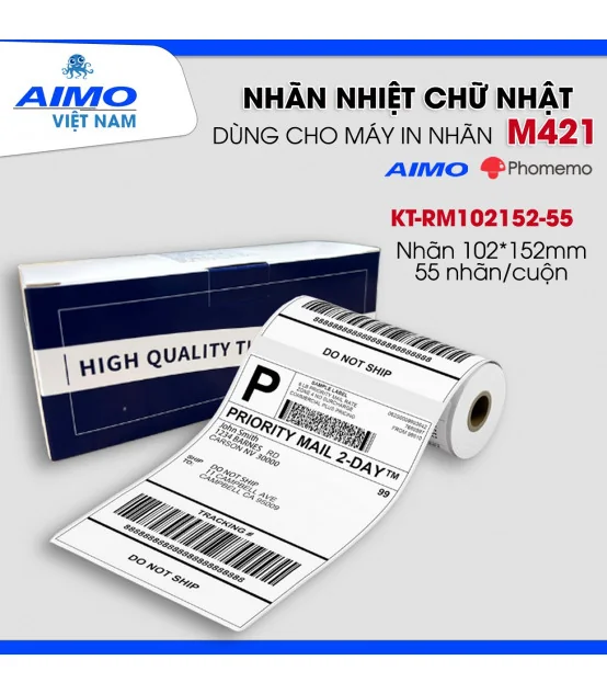 Nhãn Nhiệt 4x6 inch - 102x152mm dùng cho vận chuyển, địa chỉ, thư từ, bưu phẩm | AIMO Việt Nam